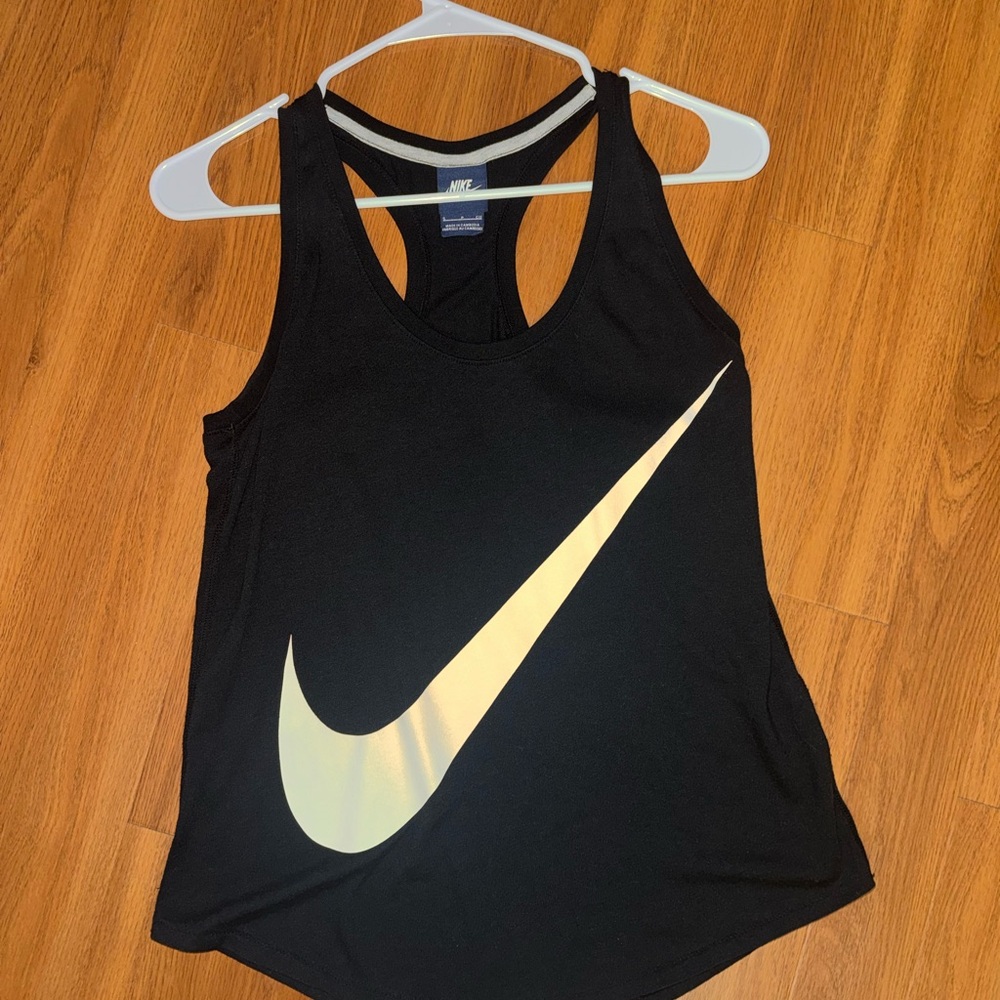 Nike Women's Black Tank Top with White Swoosh